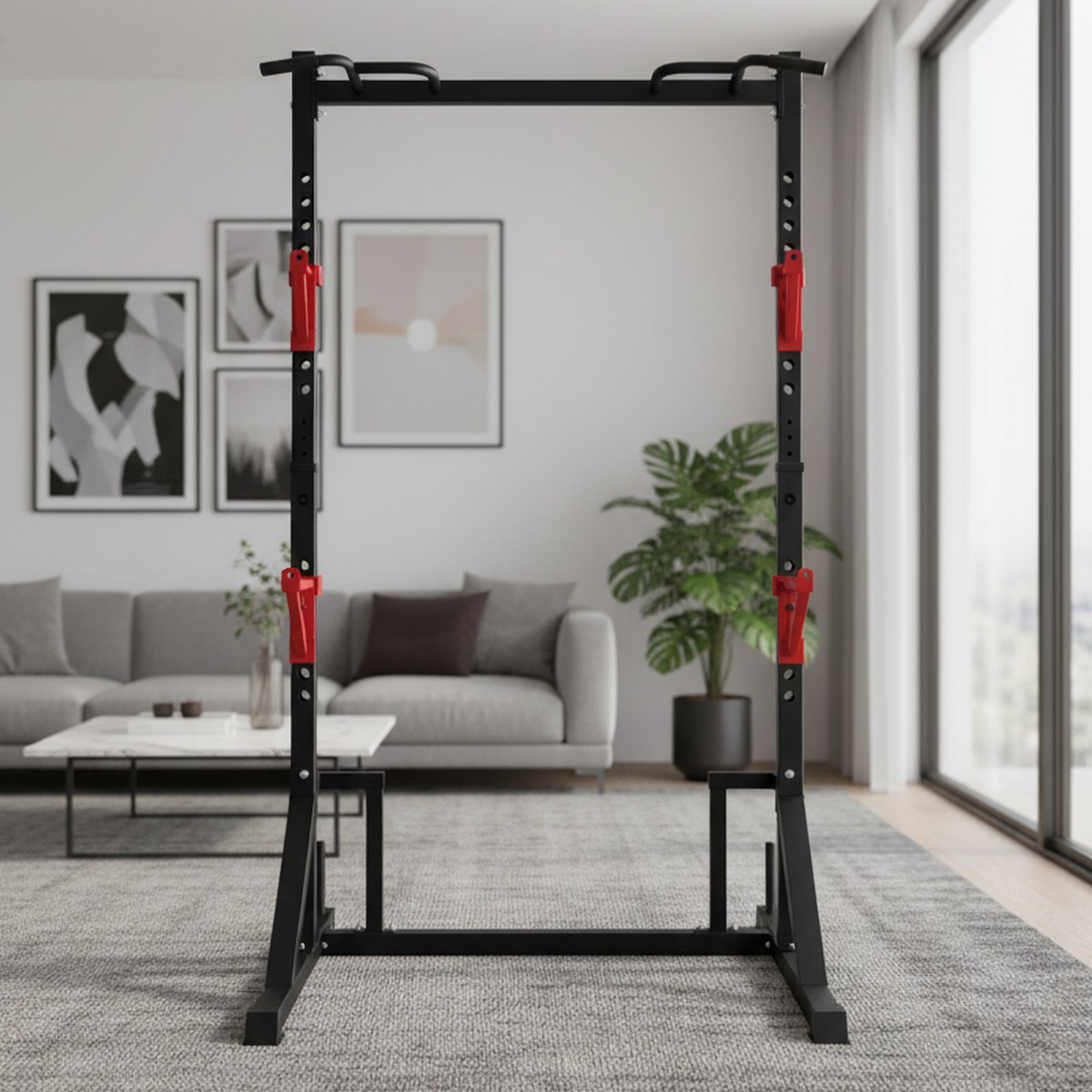 Home Gym Pull Up - Verstellbares Power Rack mit Klimmzugstange, Home-Gym-Kniebeugengestell,