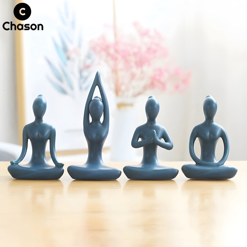 Home Gym Zen - Blau Zen Abstrakte Yoga Posen Mädchen