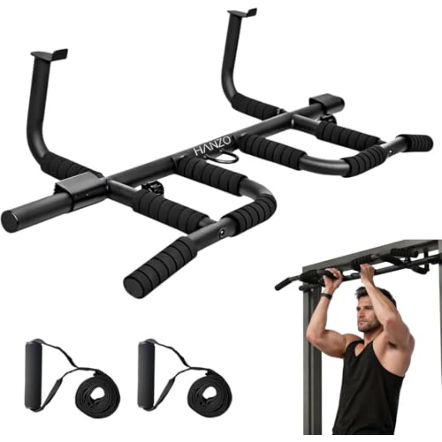 Home Gym Pull Up - Türklimmzugstange-Set mit Aufhängegurten, Multi-Grip-Klimmzugstange für das