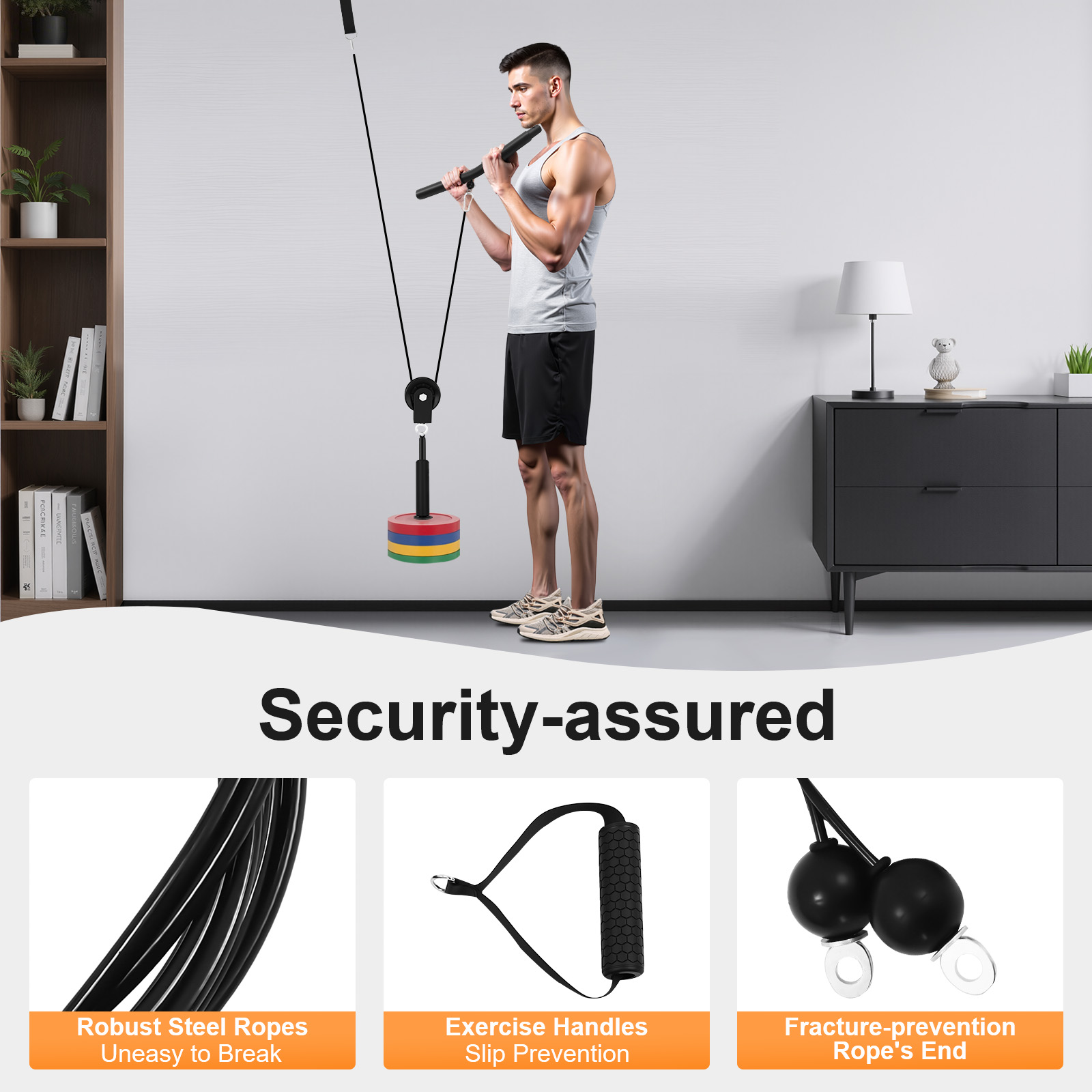 Home Gym Cable - 120kg Kabelzug-Fitnesssystem, Gym Muskeltraining Kabel, Gewichts-Zugsystem