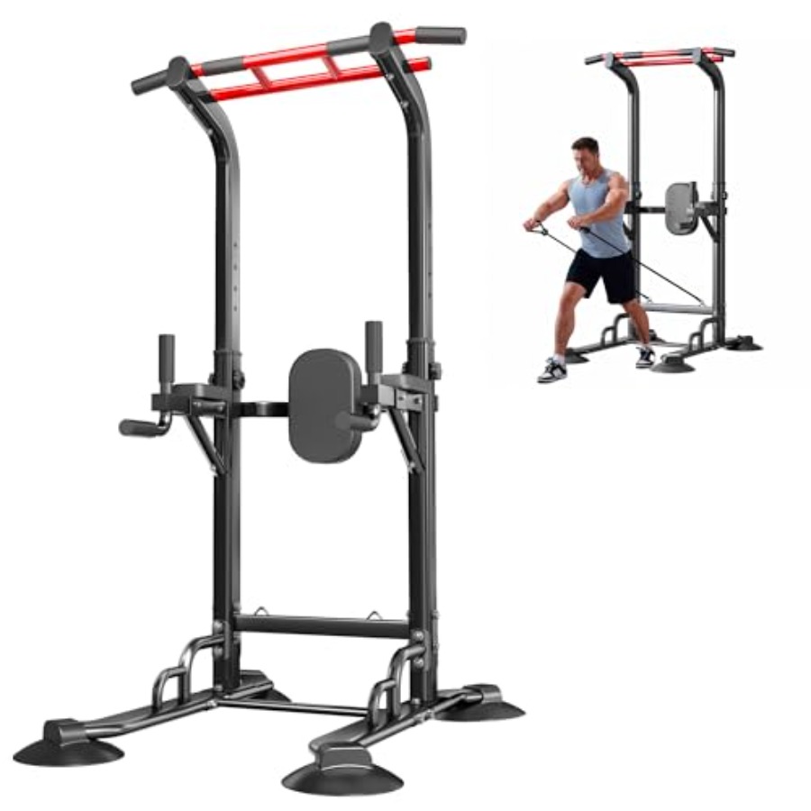 Home Gym Pull Up - Heim-Fitness-Klimmzugstange: Stahl, schwarz, 12-fach verstellbare Multifunktions-Dip-