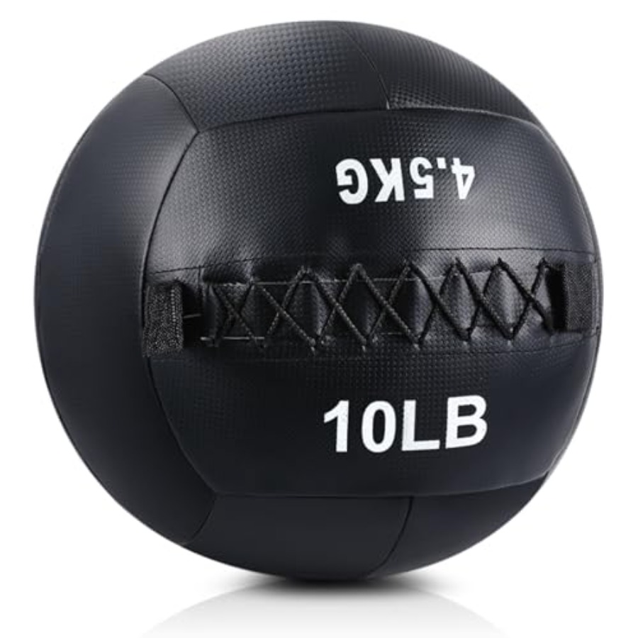 Medicine Ball Slam - Weicher Wand-Medizinball für Fitness-Übungen: Gummi, Schwarz,