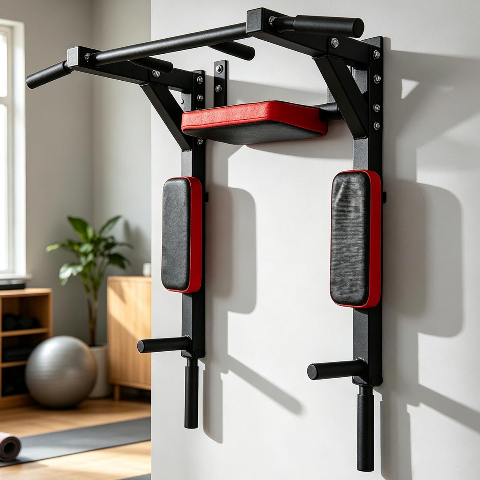Home Gym Pull Up - Wandmontierte Klimmzugstange, Fitness-Horizontalstange, multifunktionale Dip-Station mit